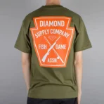 Military Green Diamond Fish And Game Crest T-Shirt